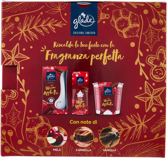 Glade Cofanetto Regalo Warm Apple Pie (Candela, Diffusore Sense & Spray e 2 ricariche), Idea Regalo Natale
