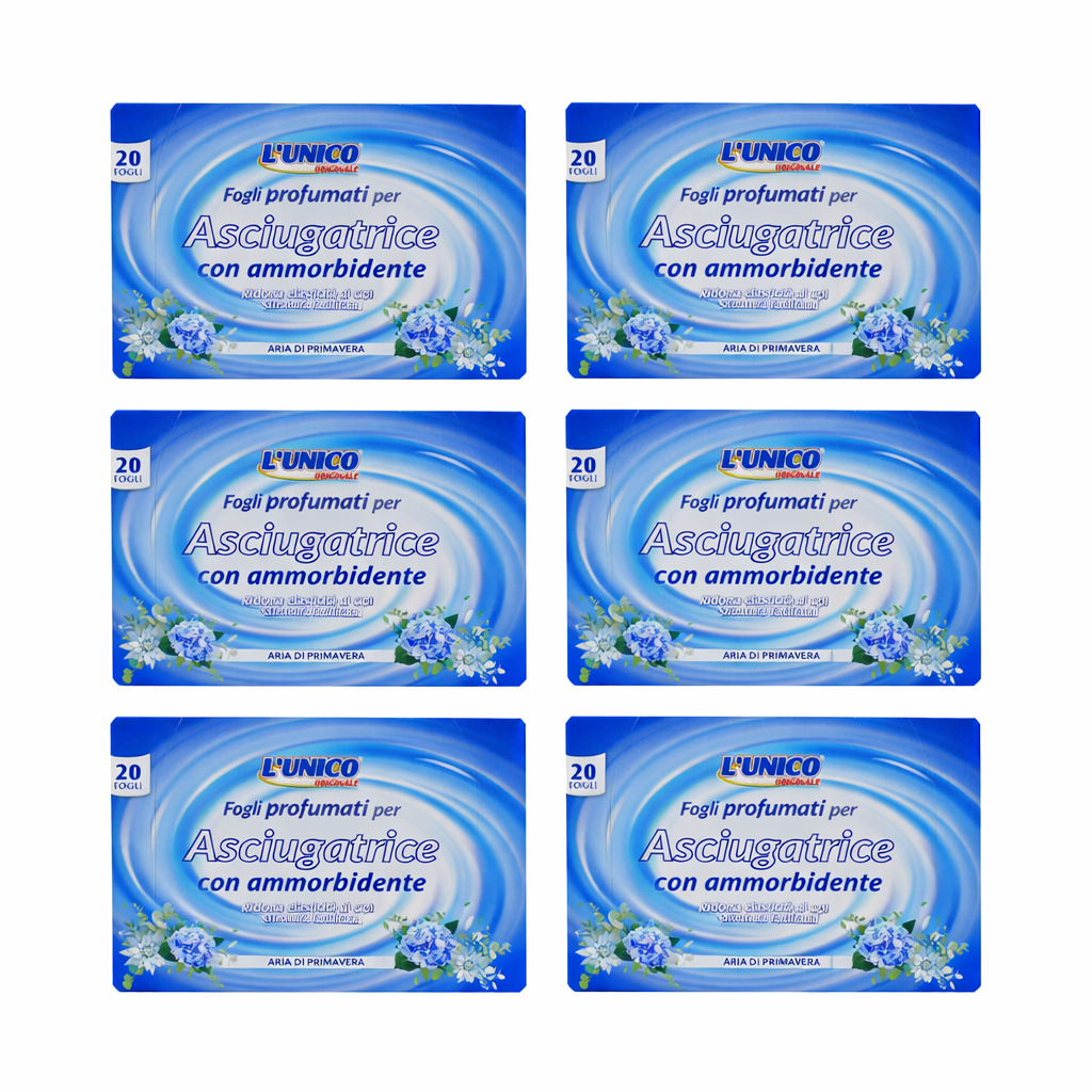 L'unico Panno Asciugatrice Fogli Profumati Con ammorbidente 120 fogli