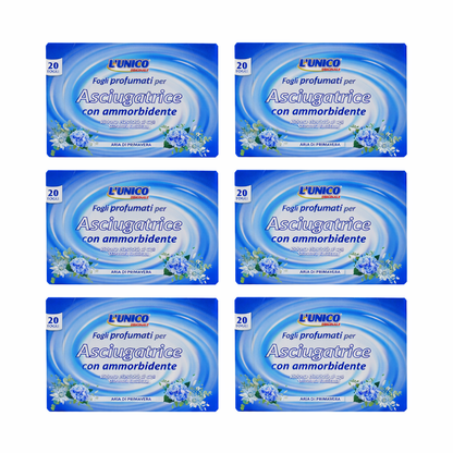L'unico Panno Asciugatrice Fogli Profumati Con ammorbidente 120 fogli