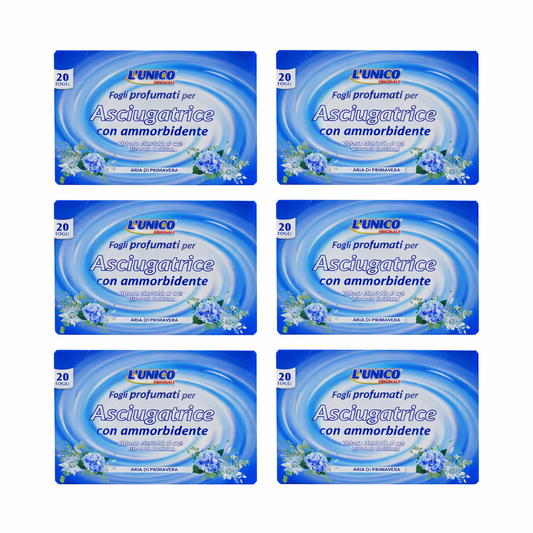 L'unico Panno Asciugatrice Fogli Profumati Con ammorbidente 120 fogli