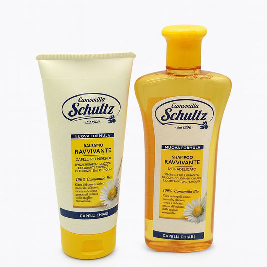 Schultz Camomilla Set Capelli Chiari, Shampoo Ravvivante Ultra Delicato e Balsamo Ravvivante, 200ml