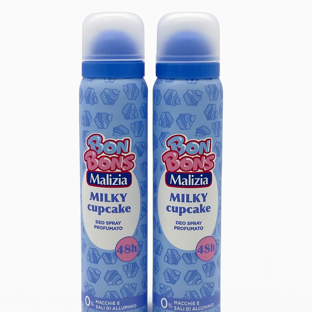 Bon Bons Malizia spray deodorante profumato, con fragranza Sweet Candy e milky cupcake, 2 unità