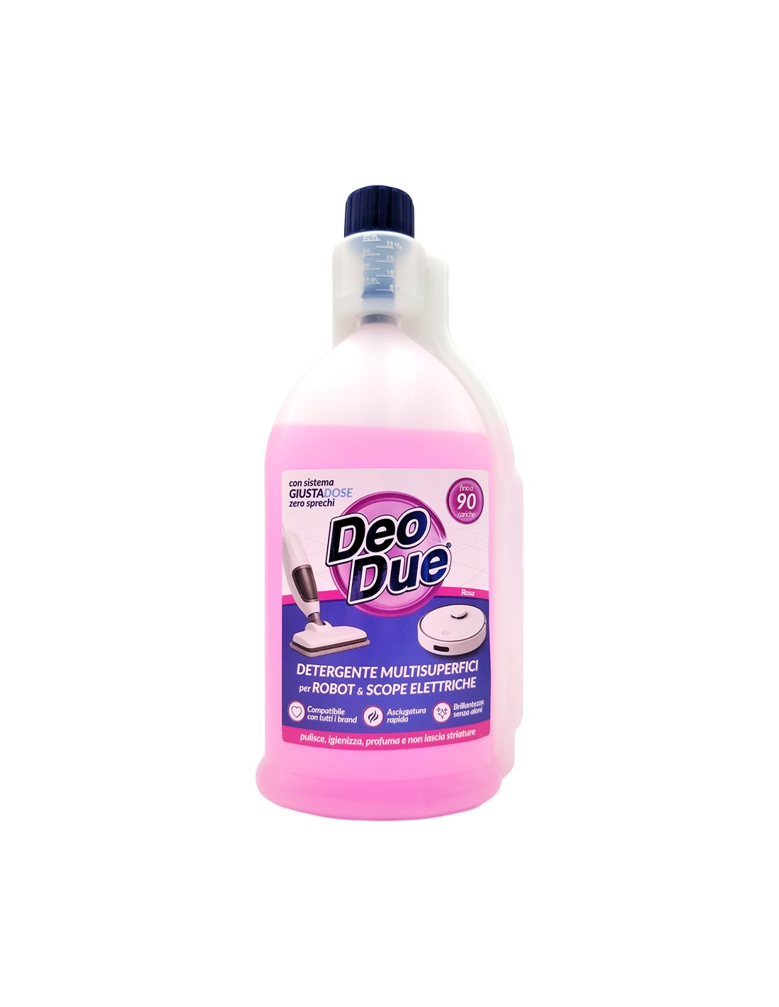 Deo Due Detergente Multisuperficie per Robot e Scope Elettriche Fragranza Rosa 900 ml