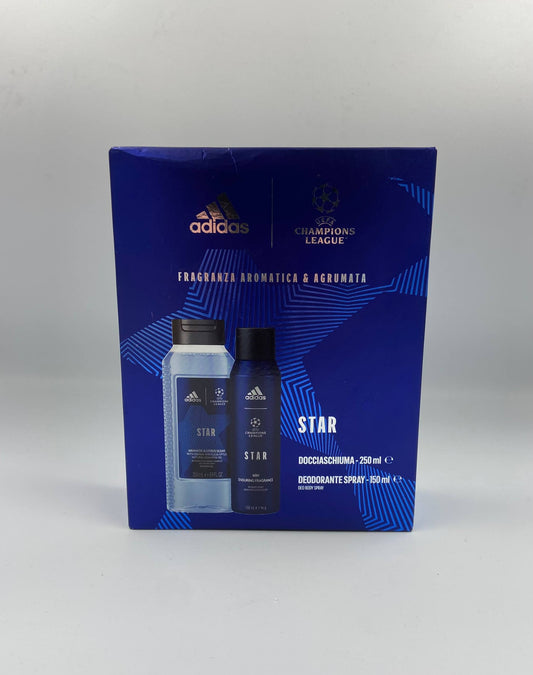 Adidas Champions League Star, Cofanetto DocciaSchiuma + Deodorante, Idea Regalo Uomo