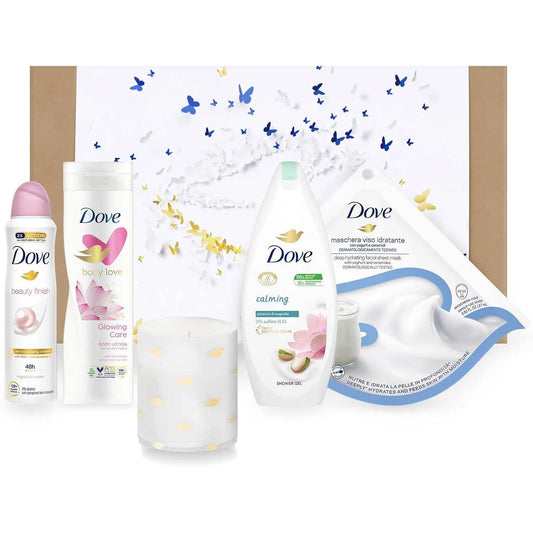 Dove Cofanetto Regalo Sensorial Beauty Crema Corpo 250 Ml Doccia Schiuma 250 Ml Maschera Viso Idratante 27 Ml Dove Deodorante Spray 150 Ml E Candela Profumata