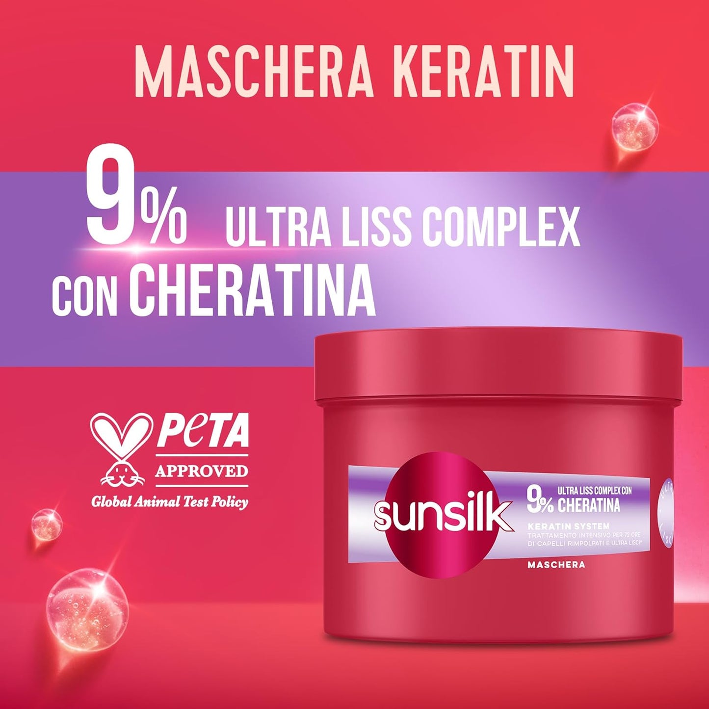 Sunsilk Mask Keratin, Maschera Cheratina con 9% di Ultra Liss Complex con Cheratina